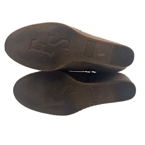 Taupe Suede Faux Leather Strap Wedge Boots Size 7 Franco Sarto - Picture 7 of 11